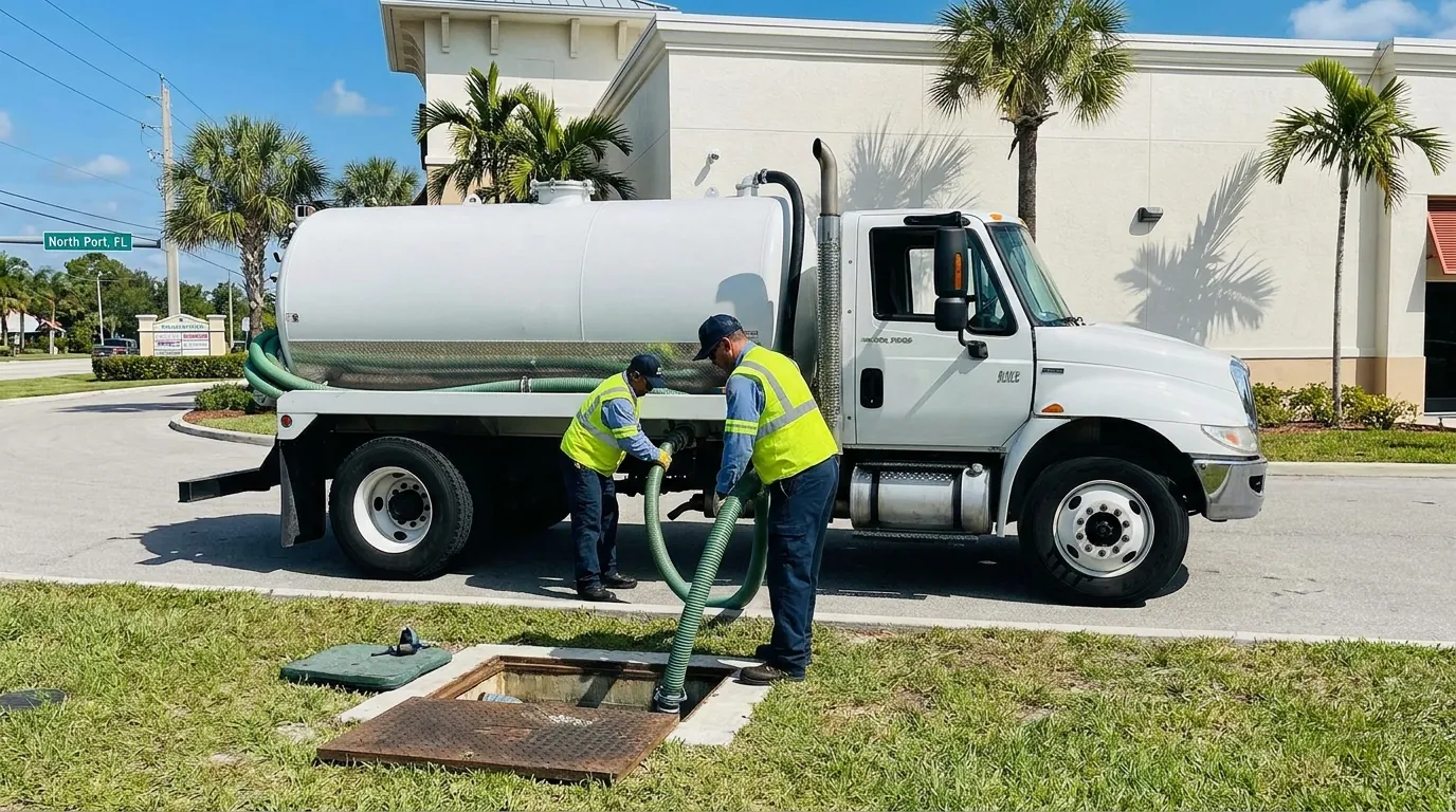 Grease trap pumping at a North Port, FL commercial kitchen
